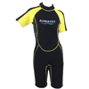 Dames 2,5 mm SCR neopreen met dubbele nylon achterkant YKK-rits Flat lock geel en zwart shorty wetsuit