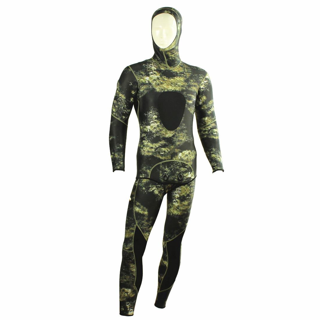 3MM Camouflage tweedelig onderwatervissers Wetsuit met dubbele nylon verblindende stiksels voor heren